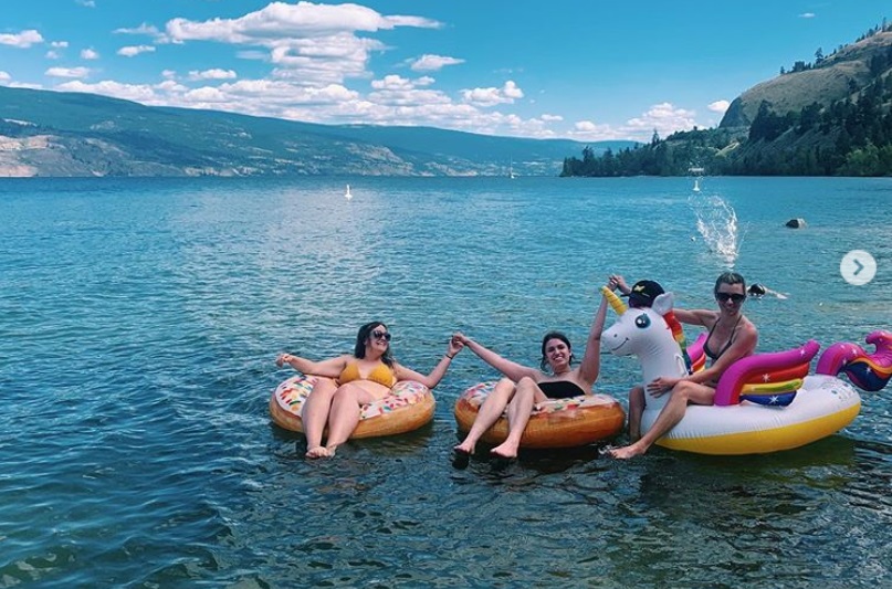 floating on tubes in Okanagan lake
