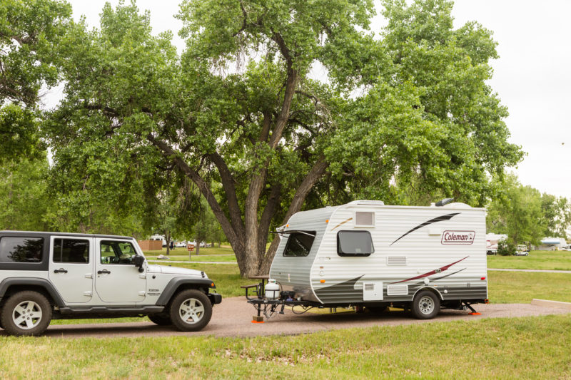 jeep and a travel trailer